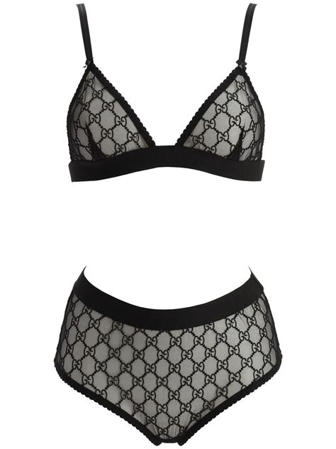 gucci undies|Black GG Tulle Lingerie Set .